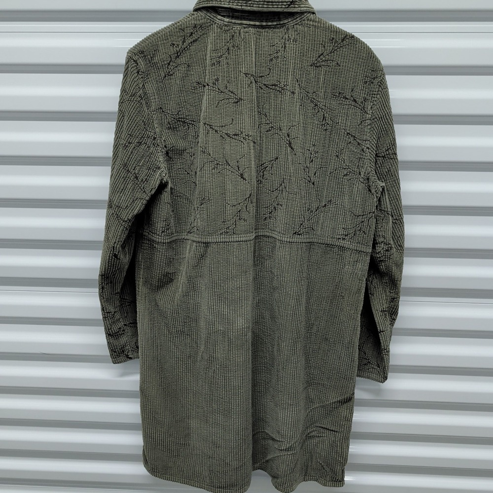 J. Jill Size L Womens Green Corduroy Embroidered Floral Tunic Long Sleeve Shirt - Picture 6 of 9